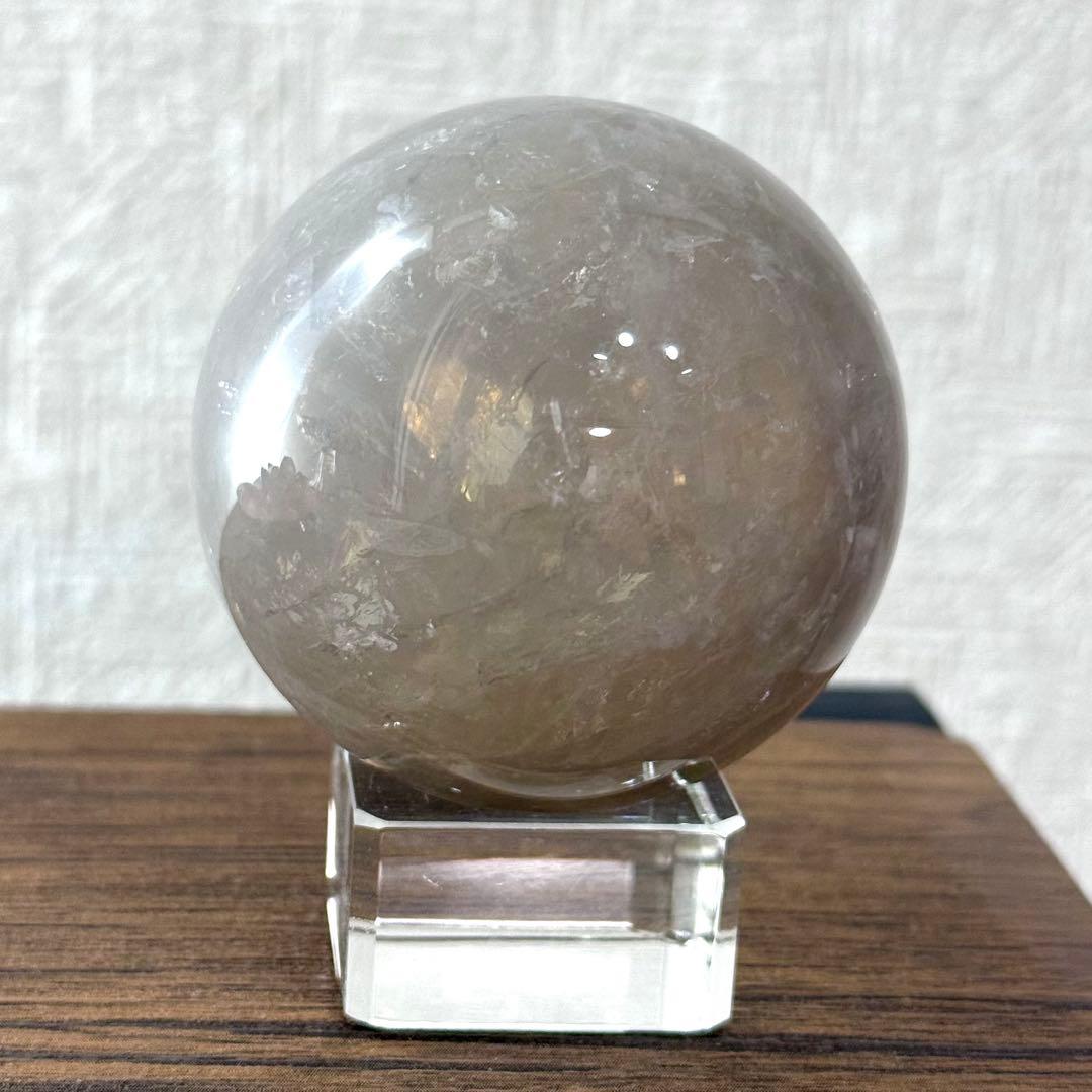 ブルーローズクォーツ　グレー　スフィア　53mm マダガスカル産　天然石