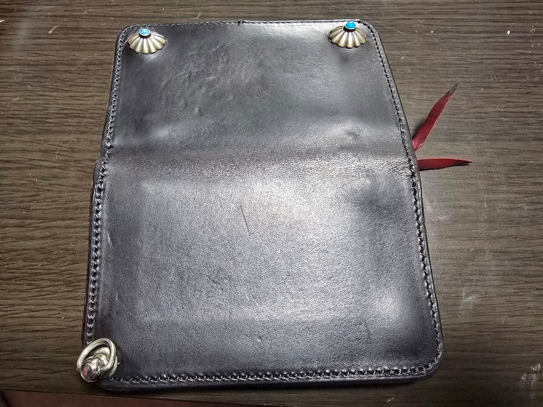 LARRY SMITH 黒 レザー 二つ折り財布