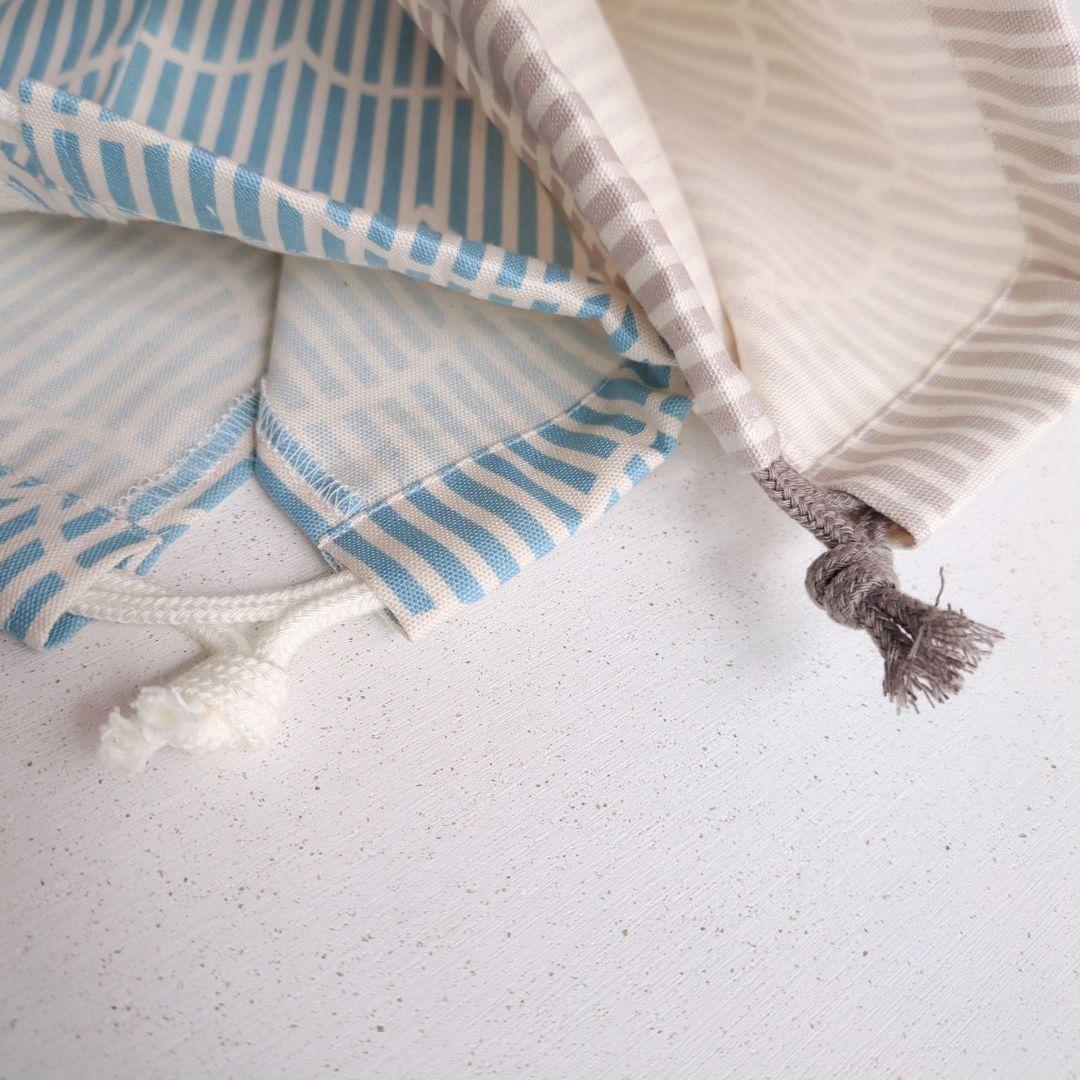 【はむこ】ストライプもくもくのセット　ブルー　グレー