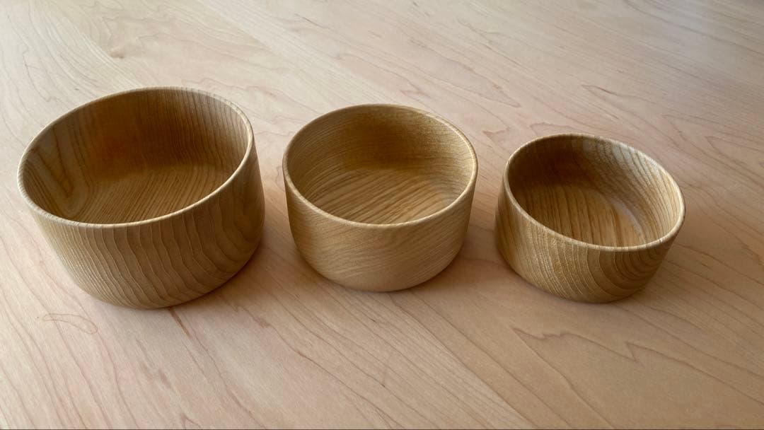 VIVAHDE 山のうつわ　木製スタッキングボウル 3個セット