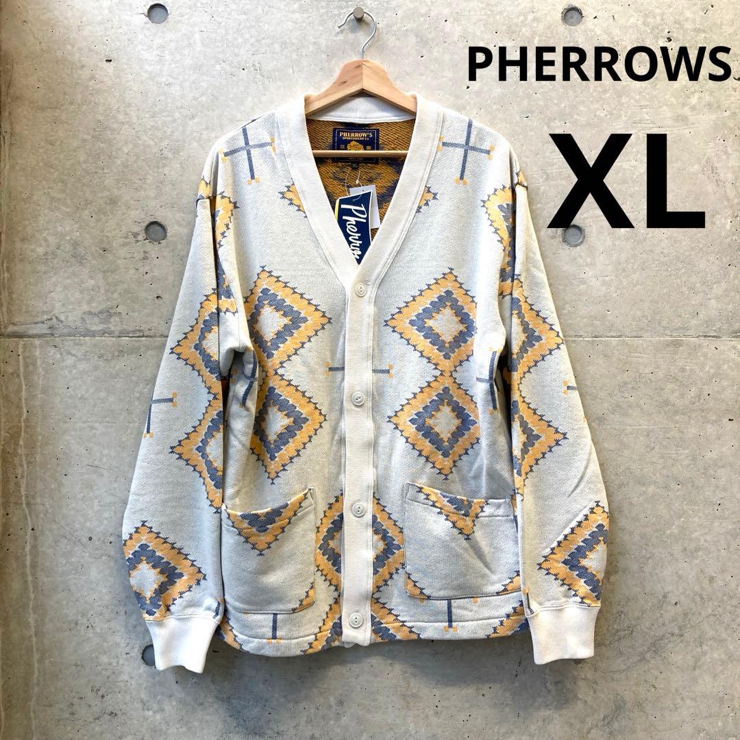 フェローズ PHERROW’S コットンジャガードカーディガン　サイズXL