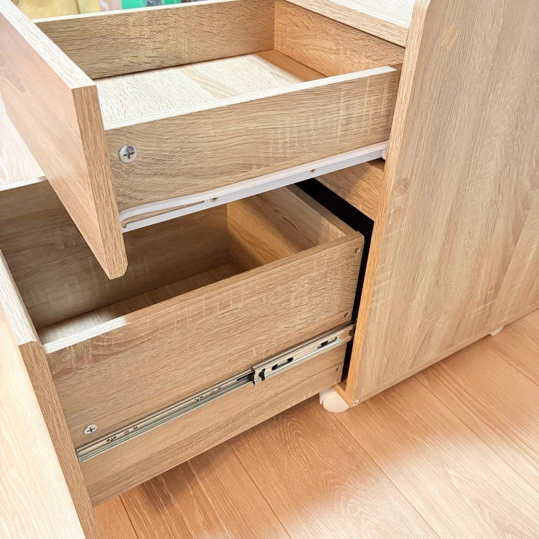 【2025年購入/美品】LOWYAナチュラルウッド ワゴン キャビネット