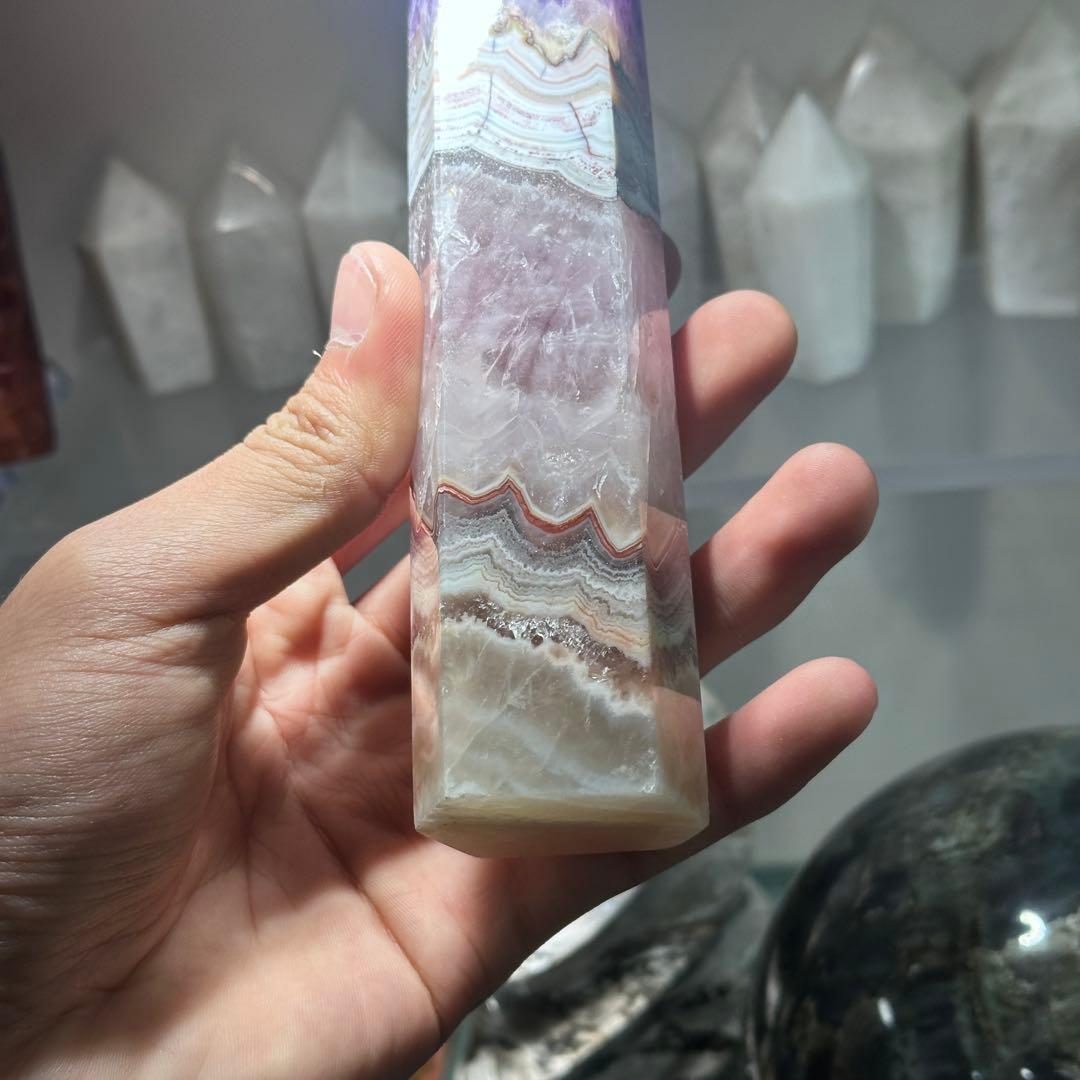 天然石アメジスト共生瑪瑙のポイント　置物G.161