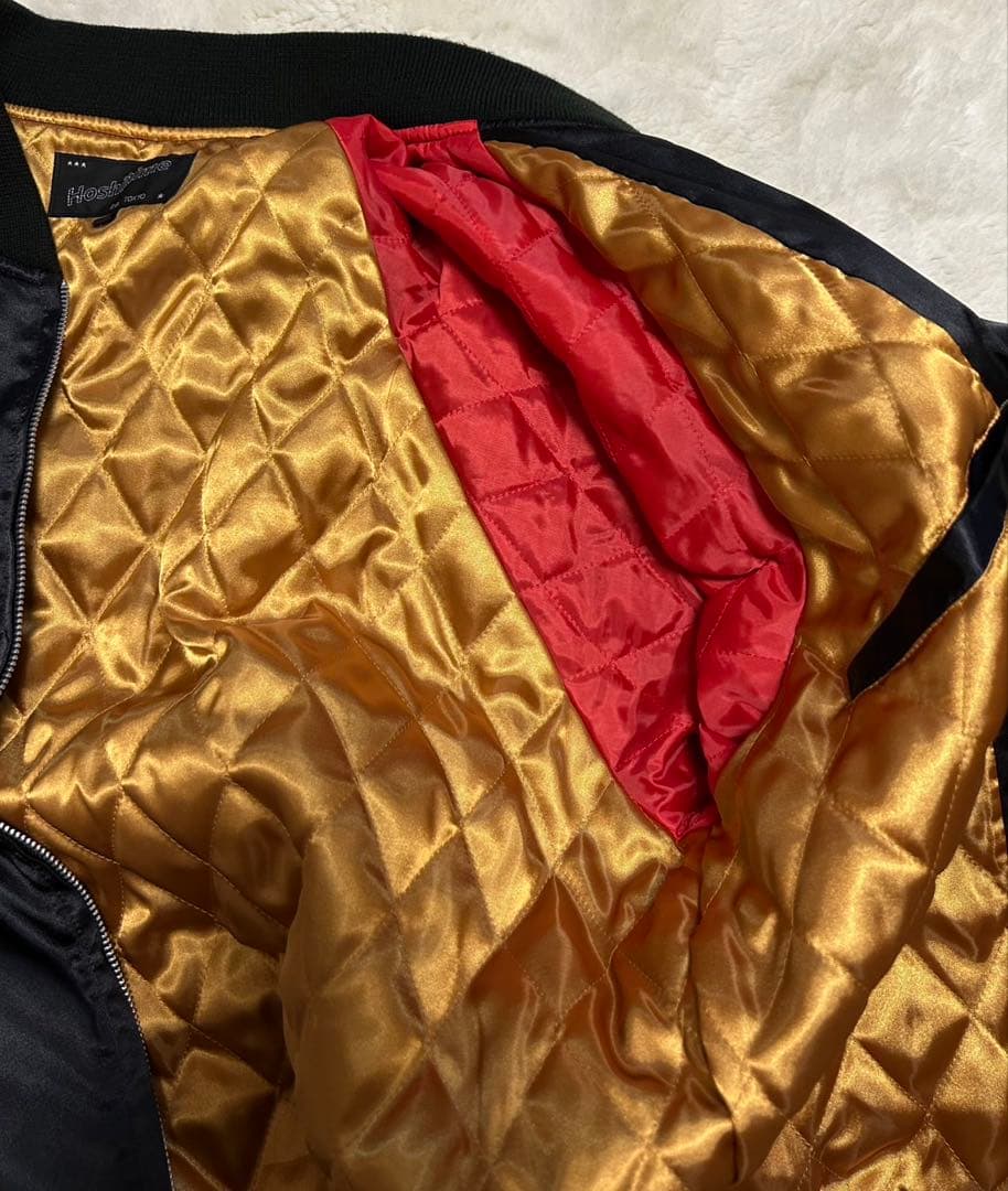 星姫/Hoshihime/双龍刺繍スカジャン/size LL/黒/オールブラック