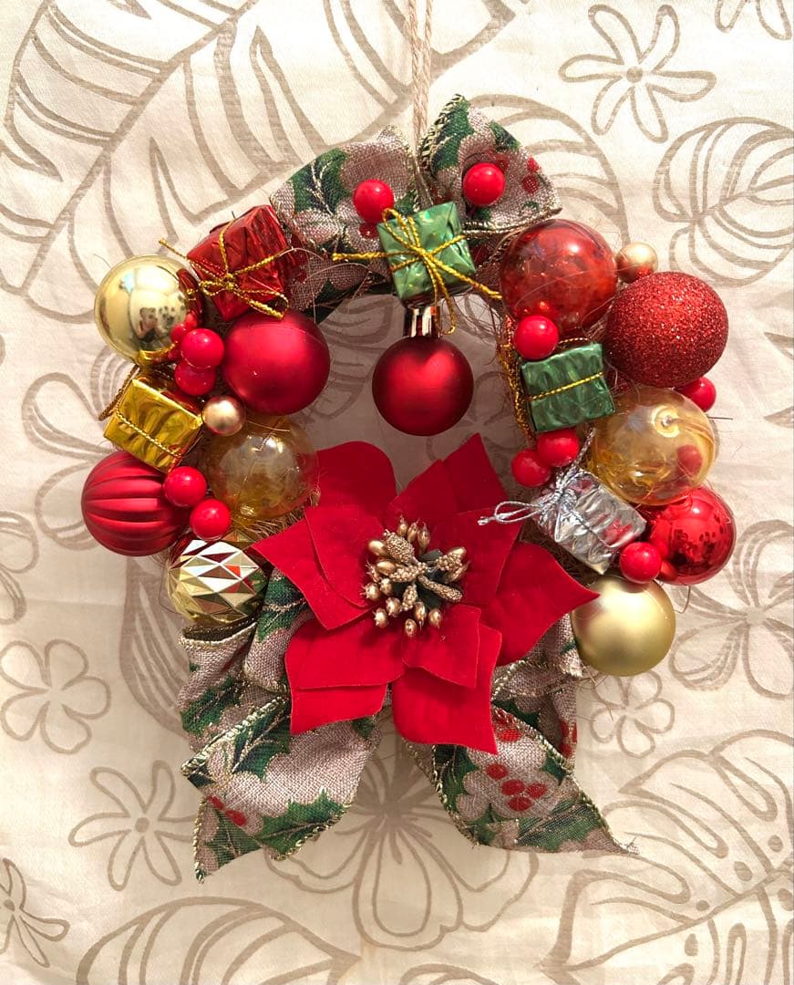 «827»◤完売◢クリスマスリース*カラフルボール喜びの舞