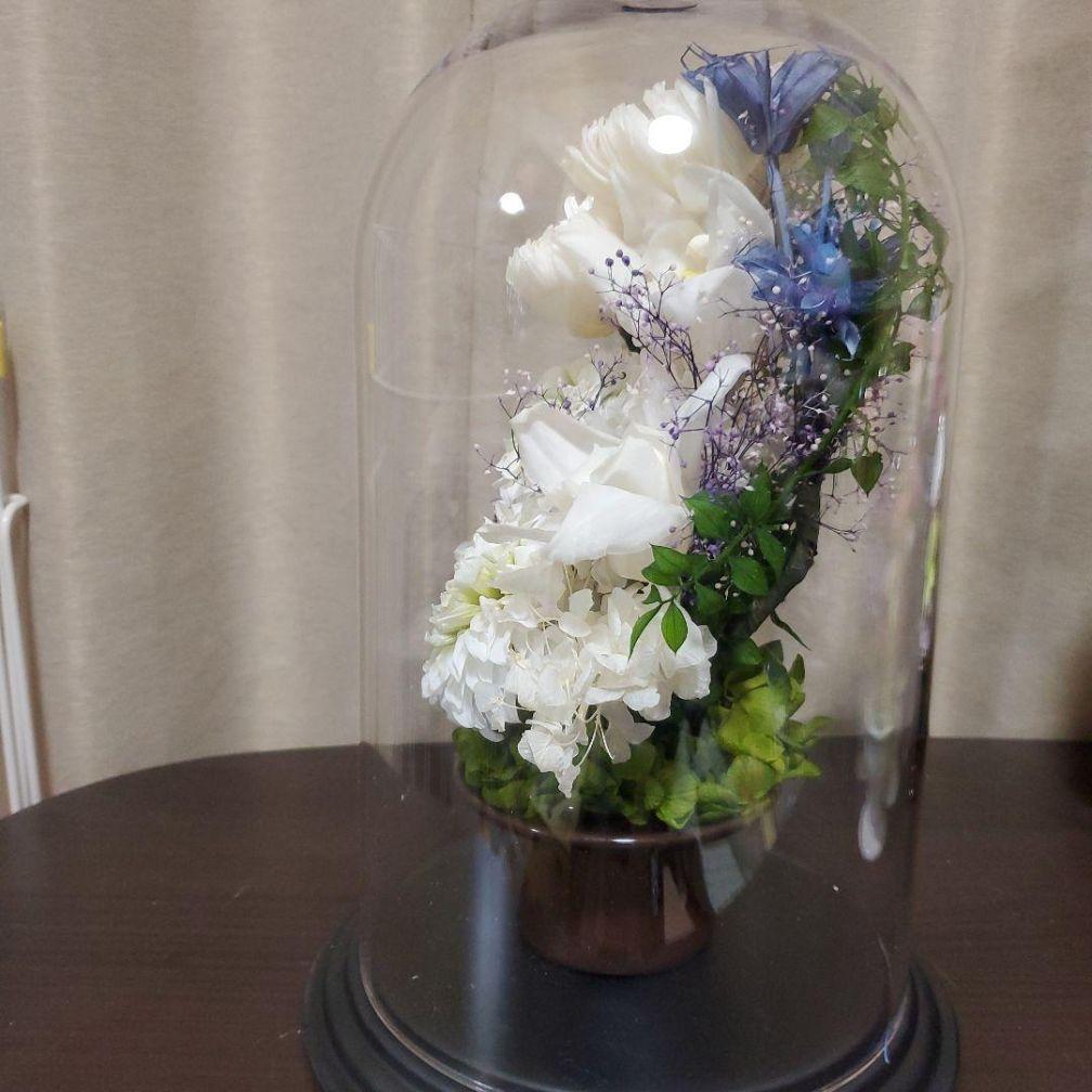 特選仏花　ジャンボサイズ　ドーム入り　プリザーブドフラワー　造花無し