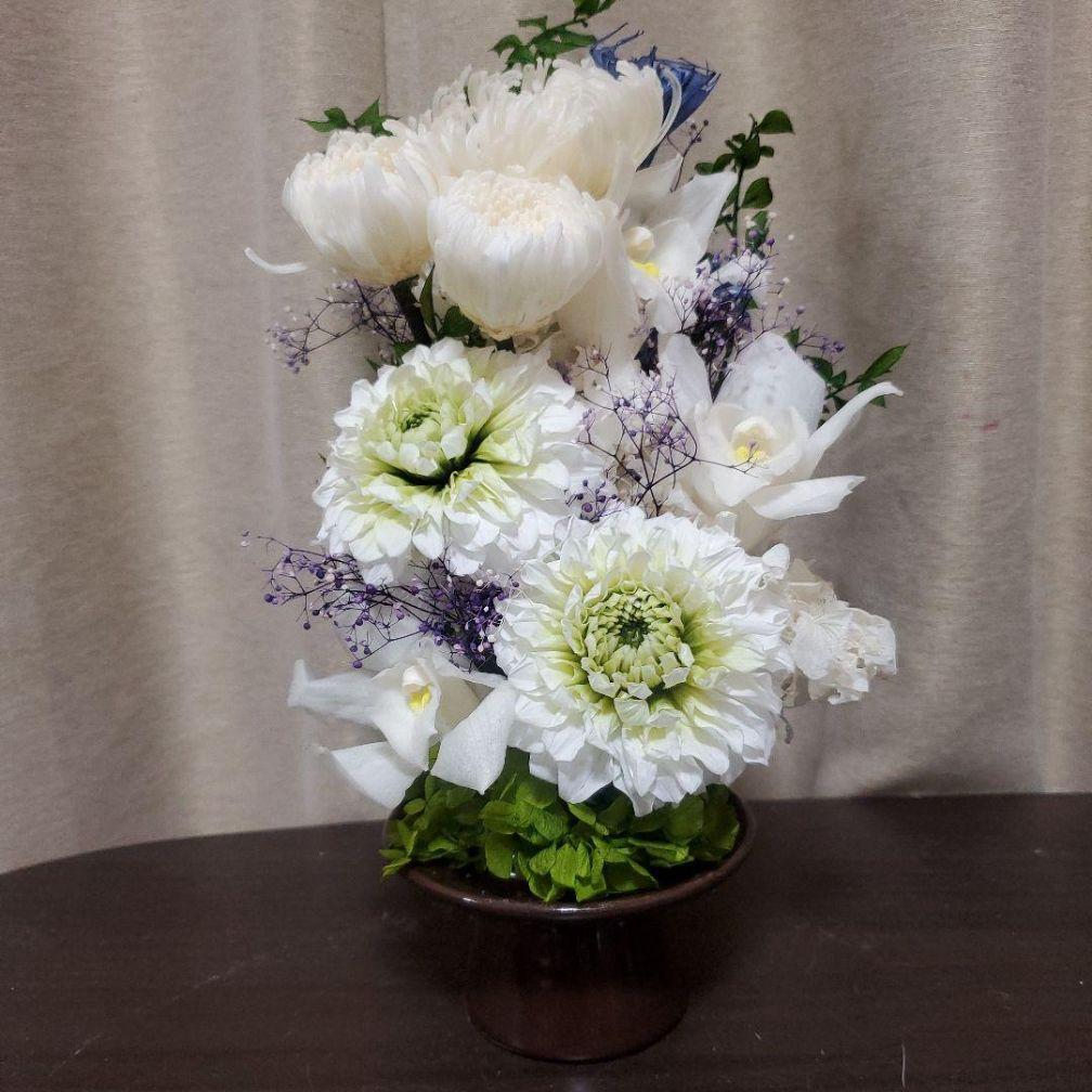 特選仏花　ジャンボサイズ　ドーム入り　プリザーブドフラワー　造花無し