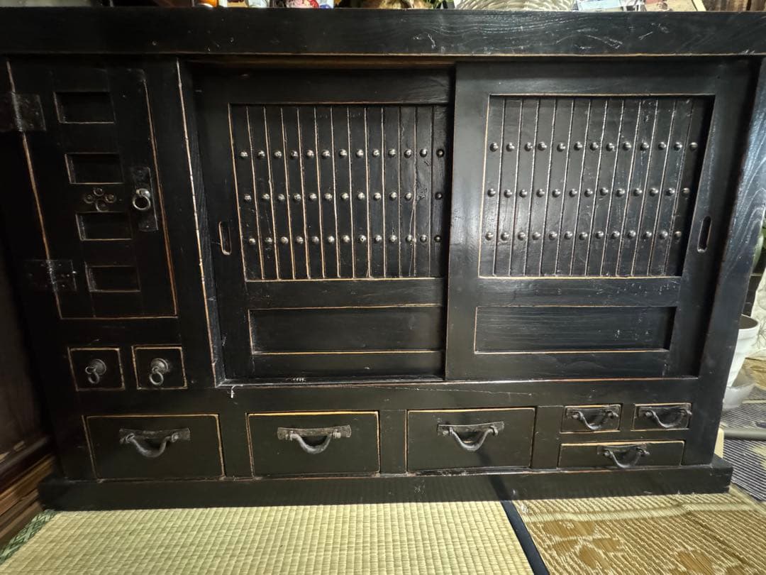 【高級】【良品】【限定4/20マデ】和風 茶箪笥(黒) Btype