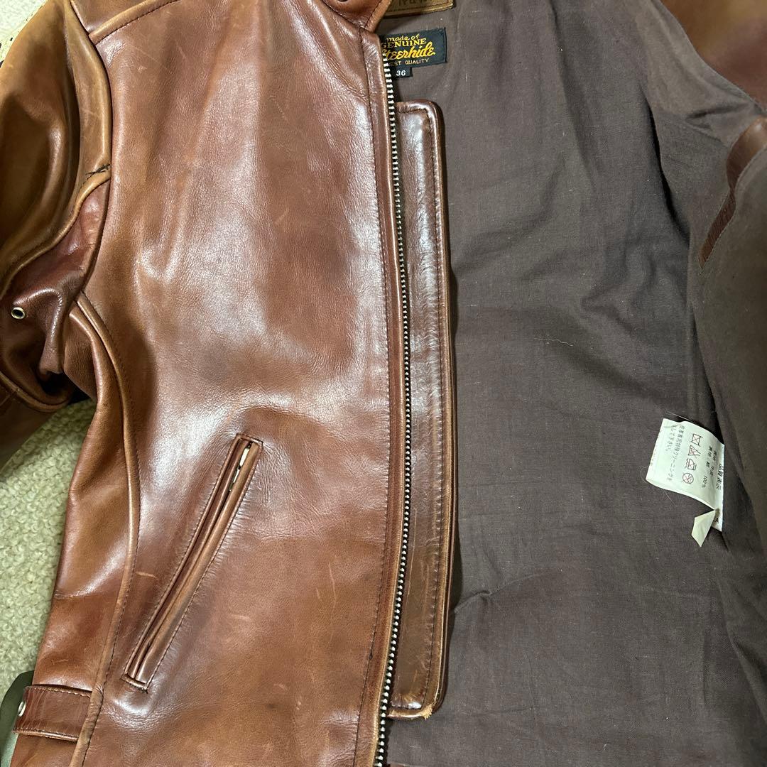 EURO LEATHER ブラウンレザー シングルライダースジャケット