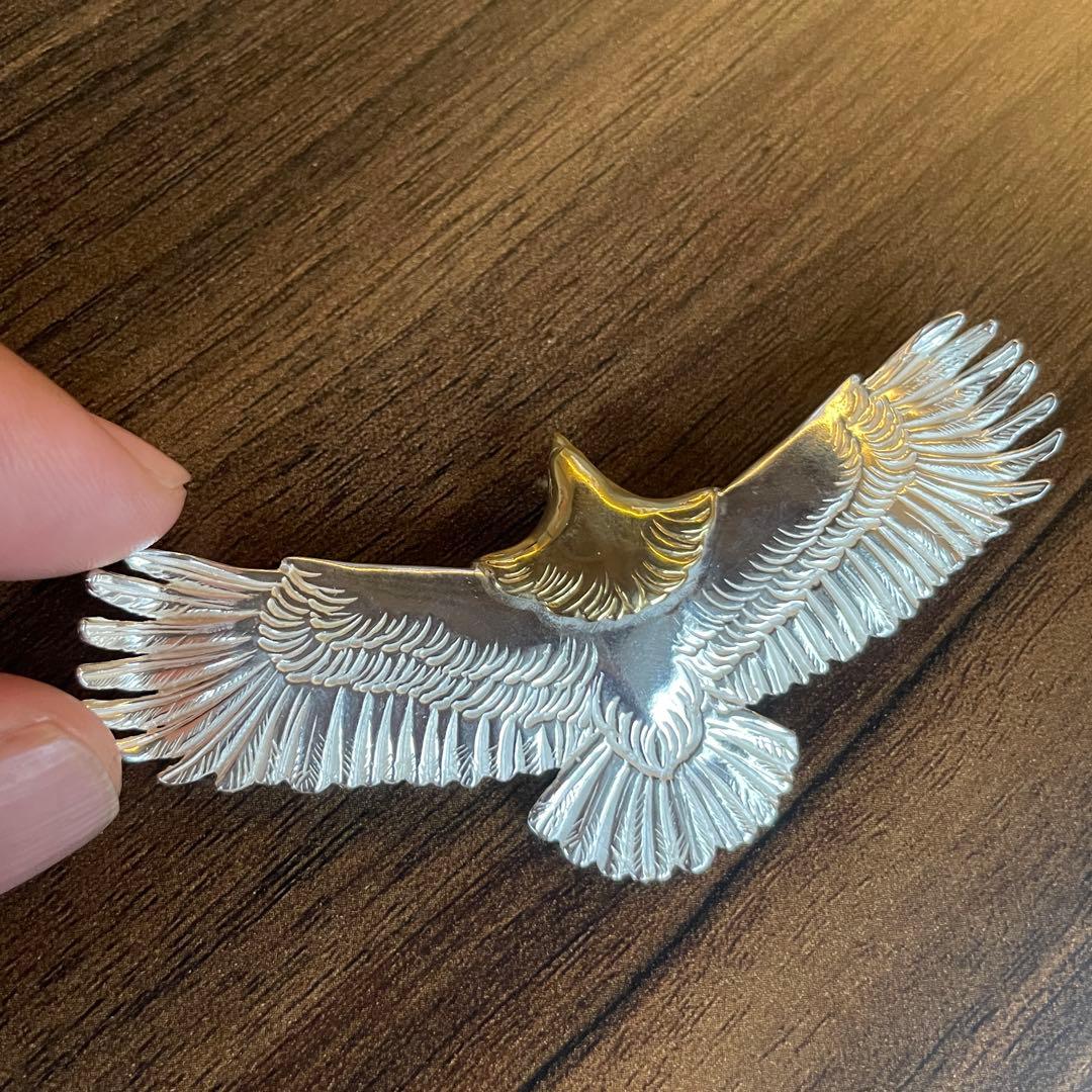 大イーグル ネックレス トップ フェザー ハンドメイド コンビ