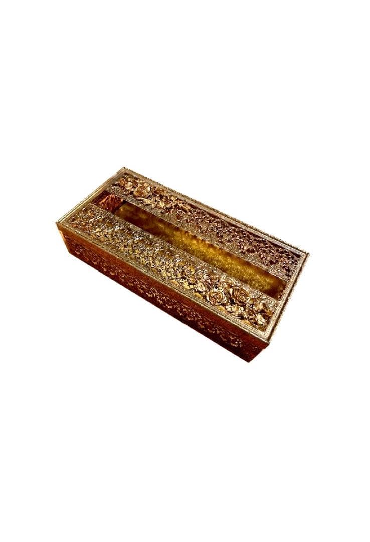 MATSON マトソン バラ アンティーク 金 ゴールド ティッシュケース 花