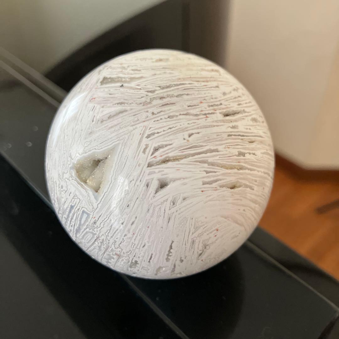 のらさま専用メキシカンホワイトアゲート　スフィア　天然石置物　C20