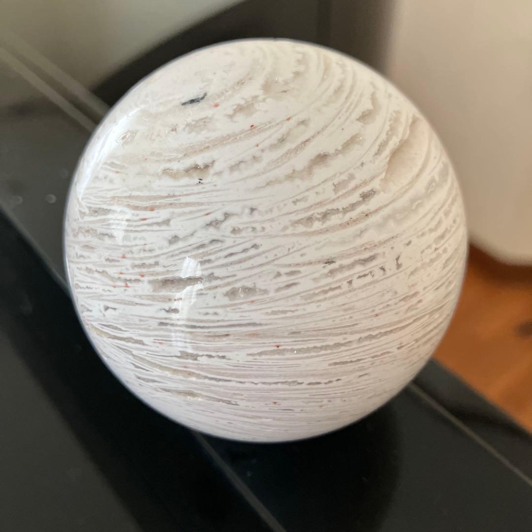 のらさま専用メキシカンホワイトアゲート　スフィア　天然石置物　C20