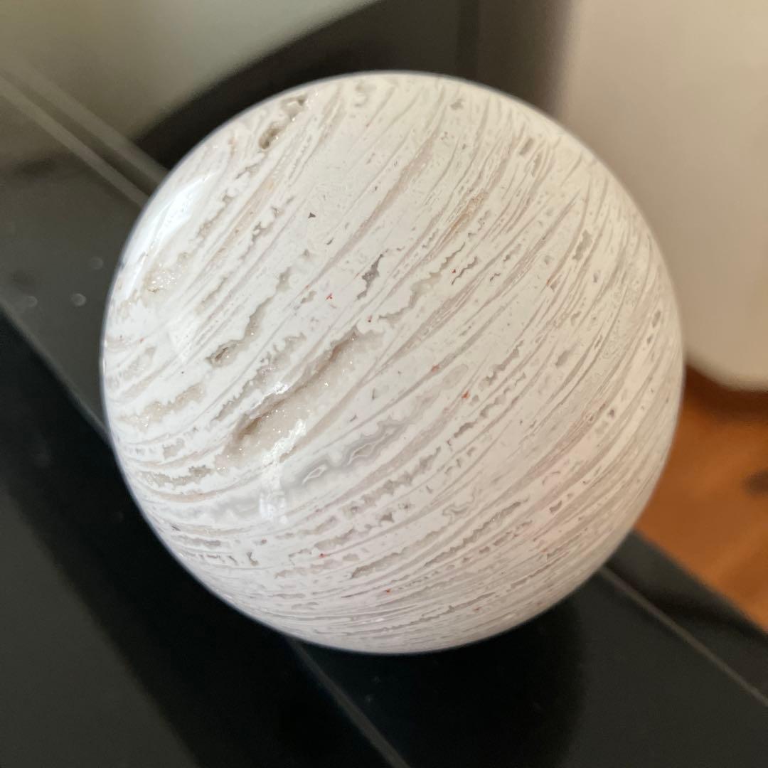 のらさま専用メキシカンホワイトアゲート　スフィア　天然石置物　C20