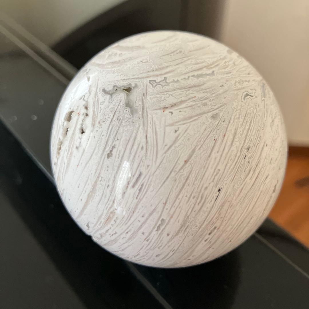 のらさま専用メキシカンホワイトアゲート　スフィア　天然石置物　C20