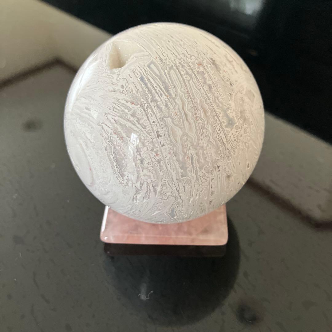 のらさま専用メキシカンホワイトアゲート　スフィア　天然石置物　C20