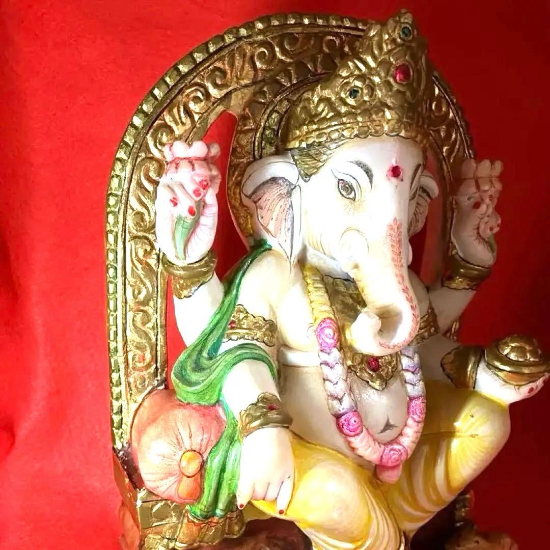 ハンドメイド 「夢をかなえるゾウ」Lucky 幸運をもたらす大理石ガネーシャ彫刻