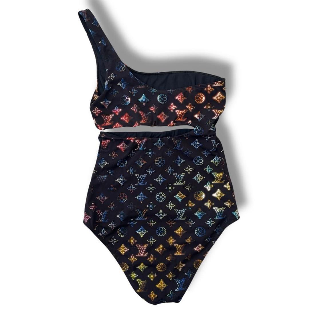 美品 ルイヴィトン 水着 モノグラム 黒 ネオンマヒナモノグラム ワンピース