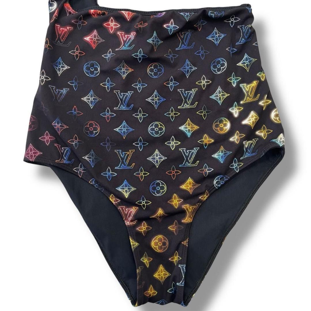 美品 ルイヴィトン 水着 モノグラム 黒 ネオンマヒナモノグラム ワンピース