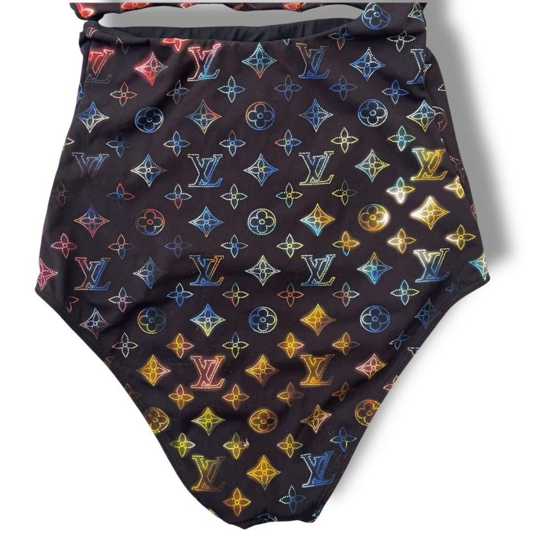 美品 ルイヴィトン 水着 モノグラム 黒 ネオンマヒナモノグラム ワンピース