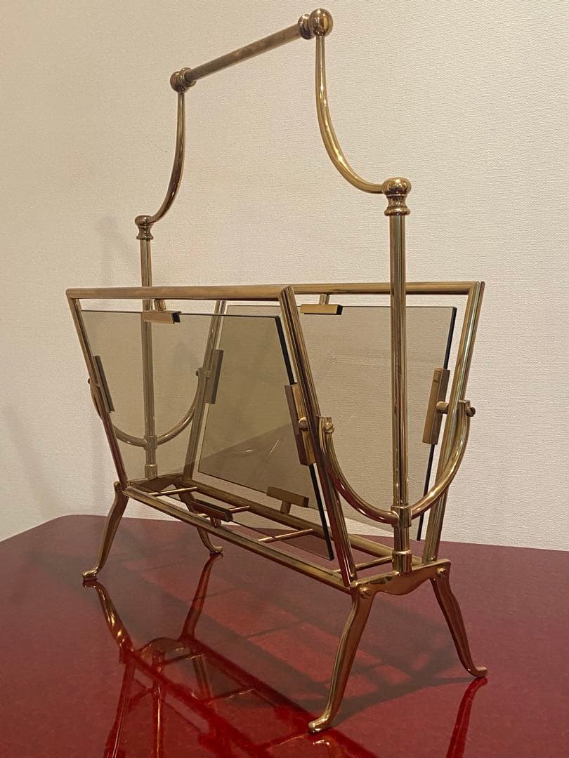 イタリヤ　ミッドセンチュリー　ガラス　マガジンラック