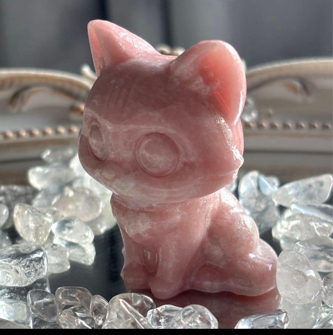 商談中♡♡ピンクオパール カービング天使の置物