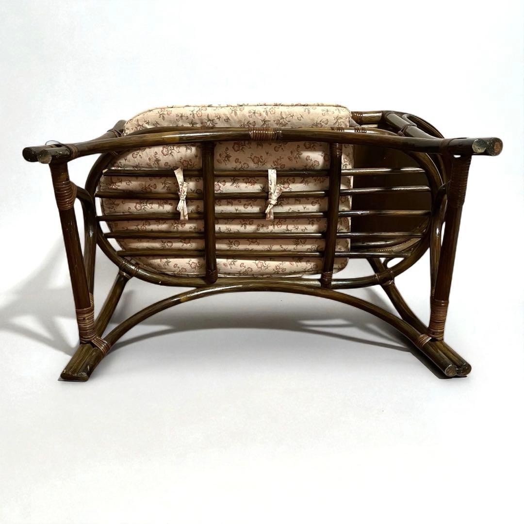 【美品】 ラタンチェア テレフォンベンチ 籐家具 サイドテーブル付き　昭和レトロ