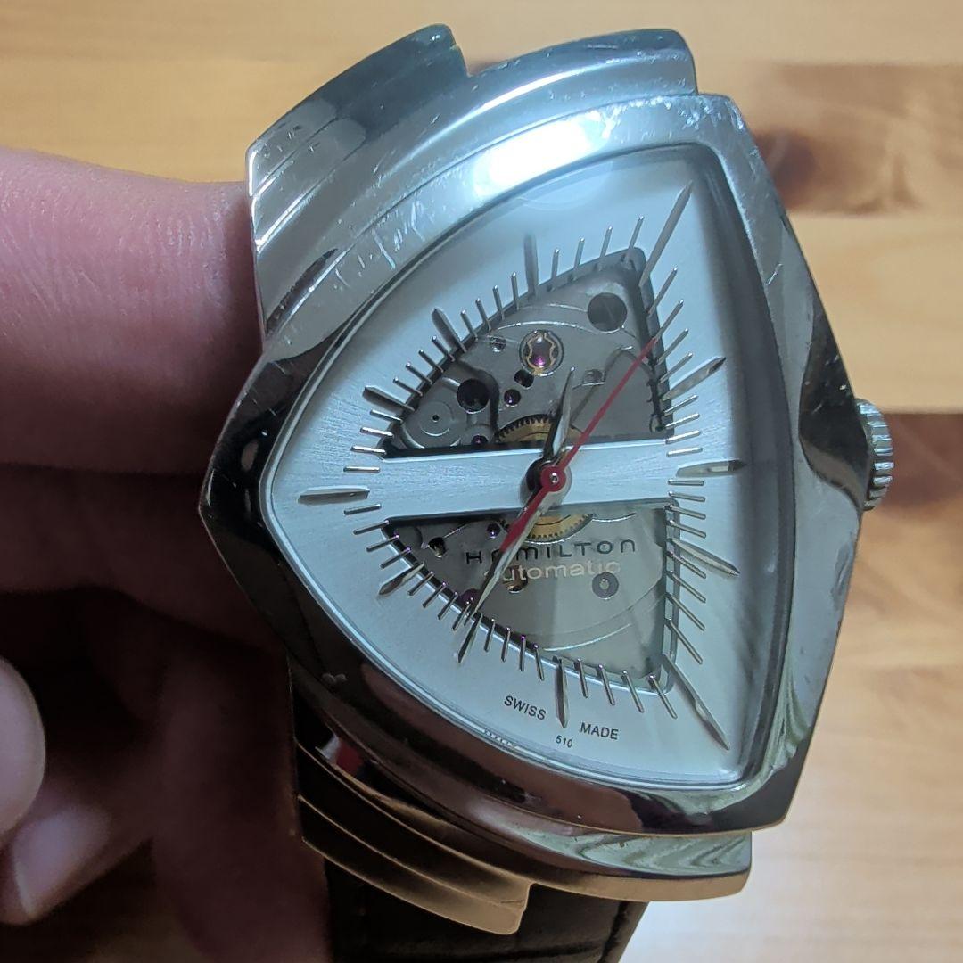 Hamilton ベンチュラスケルトン自動巻き時計 シルバー、箱無し