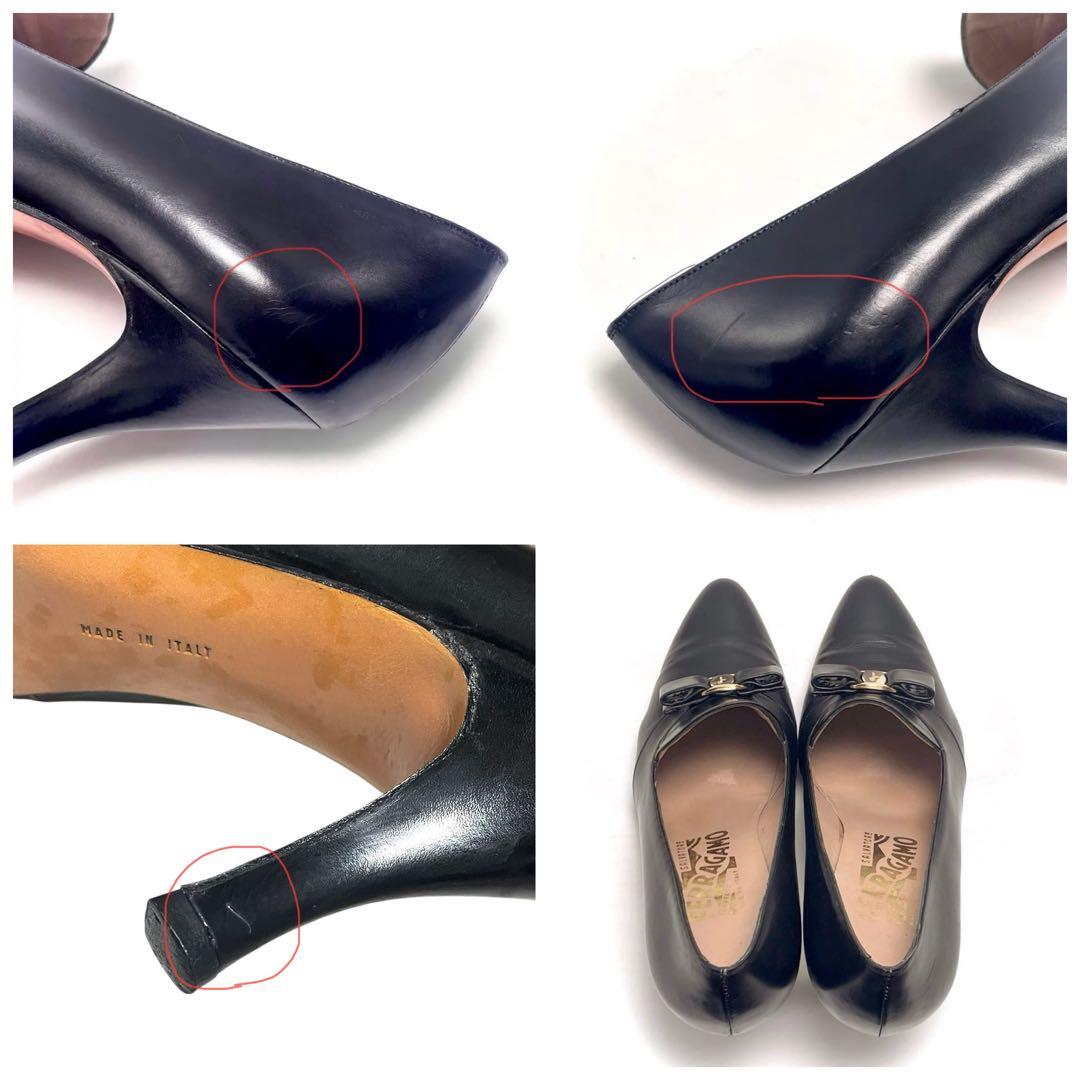 Ferragamo ヴァラリボン カーフレザー ポインテッドトゥ パンプス