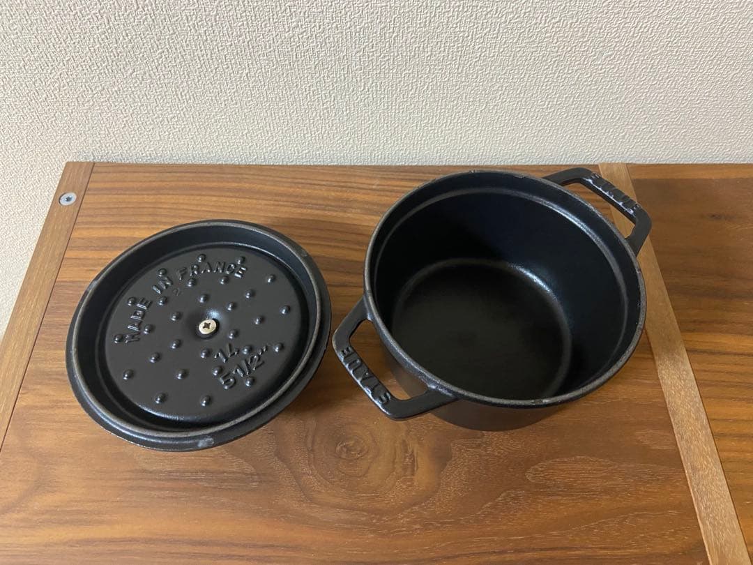 STAUB ホーロー鍋 14cm ココット 黒 ブラック