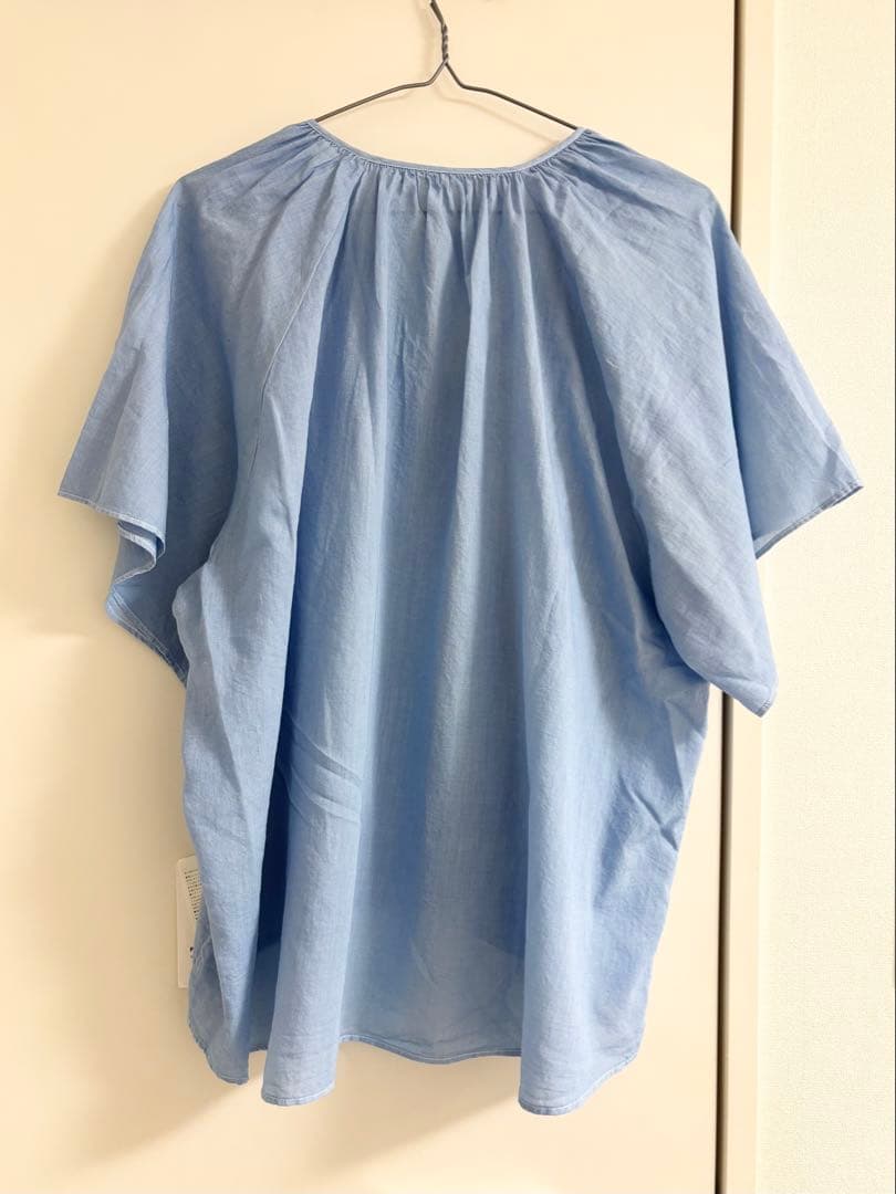 プリスティン（PRISTINE）カルゼブラウス 草木染め（サックス）