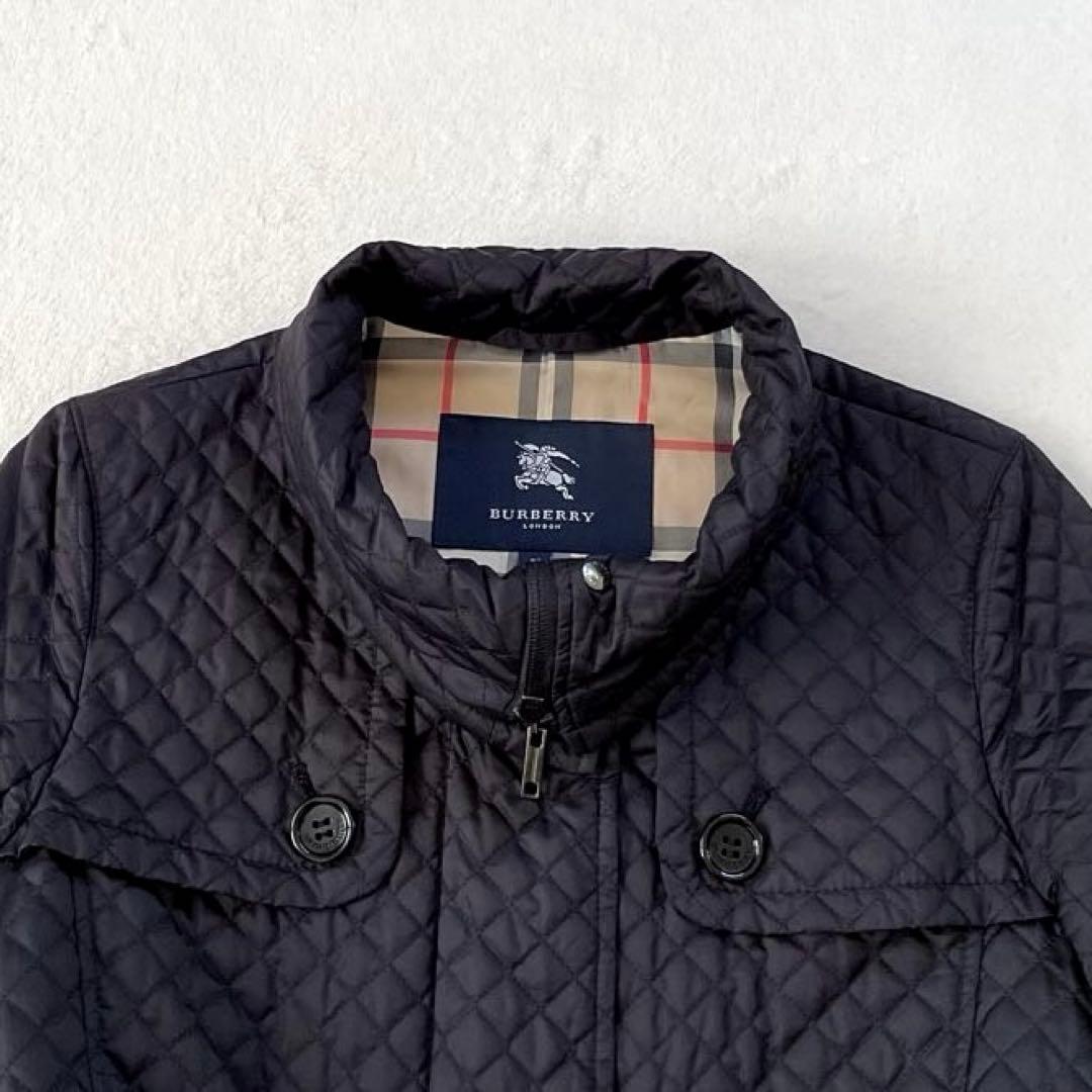 ラピス バーバリーロンドン キルティングコート ノバチェック ベルト 黒