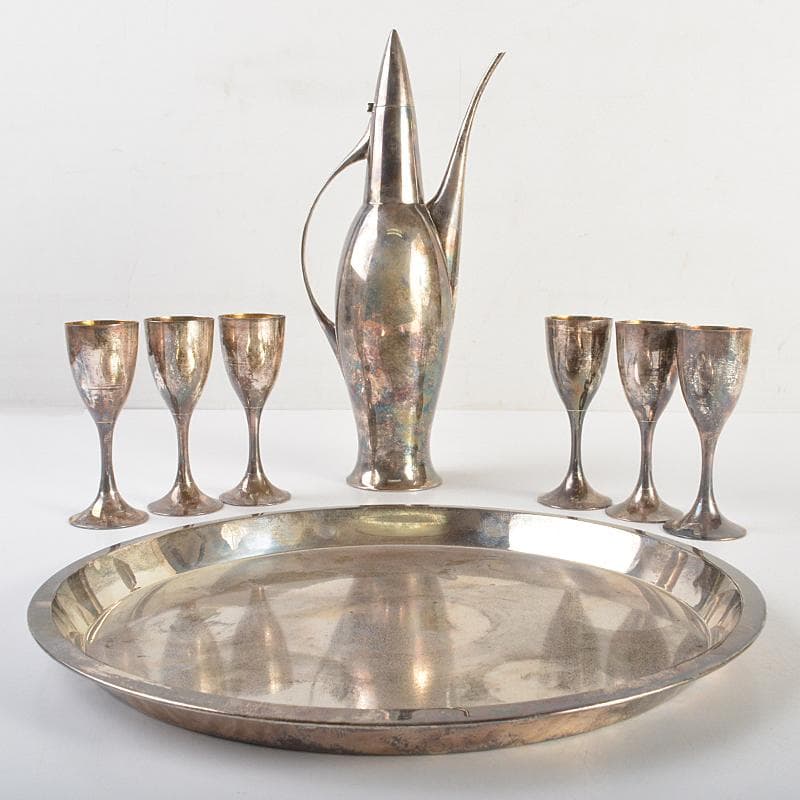 銀座和光水注トレーグラス6客銀製STERLING950約712g　KR7495B