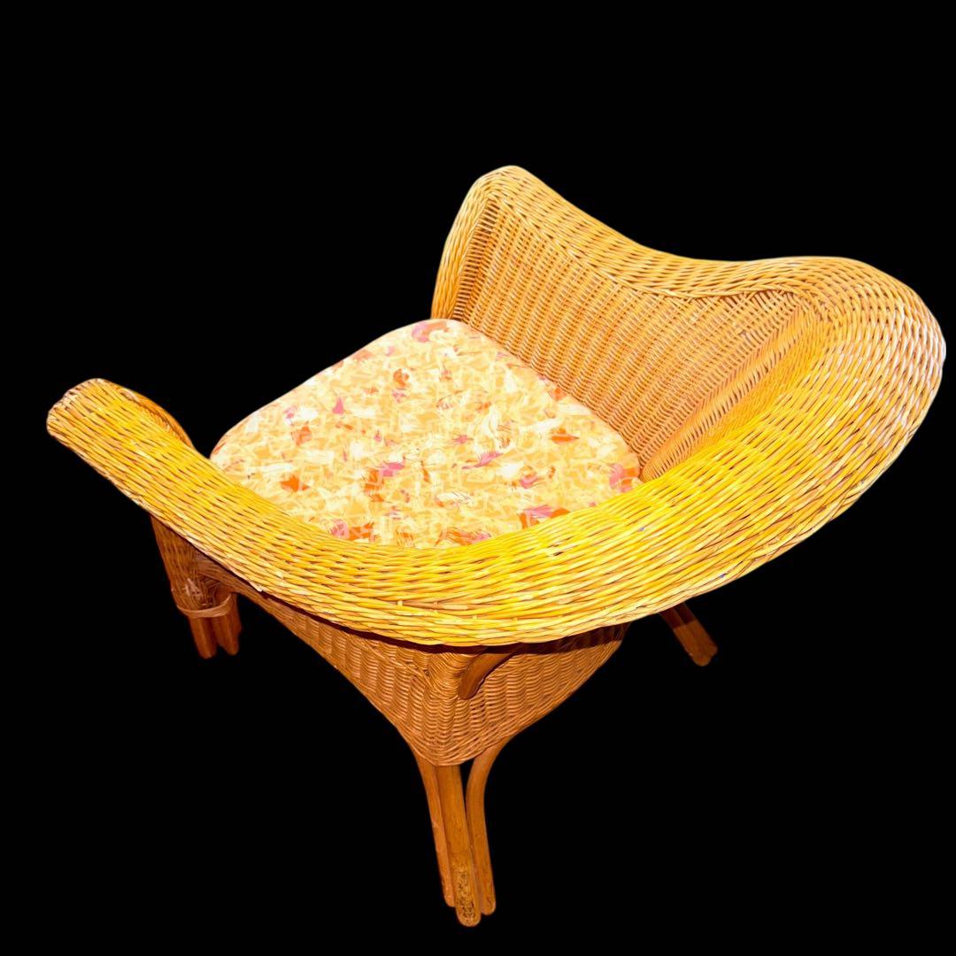 【レア】1人掛けラタンチェア ソファ ナチュラル ヴィンテージ 天然素材 籐