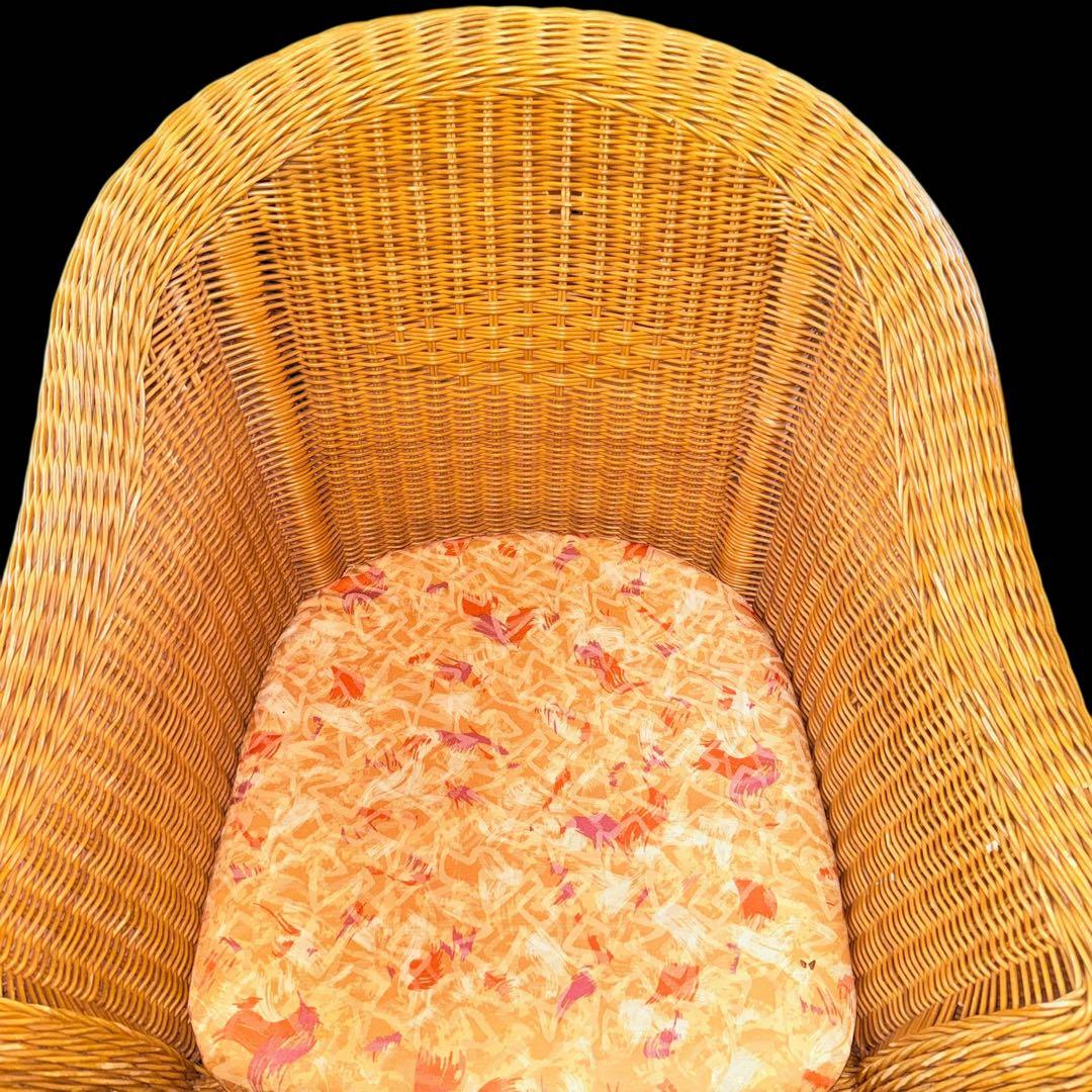 【レア】1人掛けラタンチェア ソファ ナチュラル ヴィンテージ 天然素材 籐