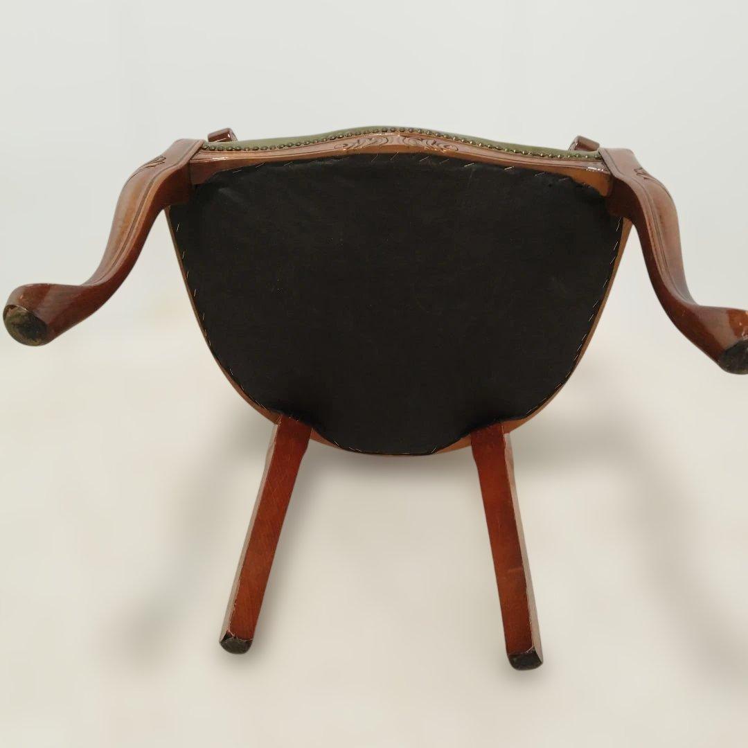 【引取り歓迎】アームチェア ヨーロピアン 肘付きチェア 革張り 猫脚 椅子