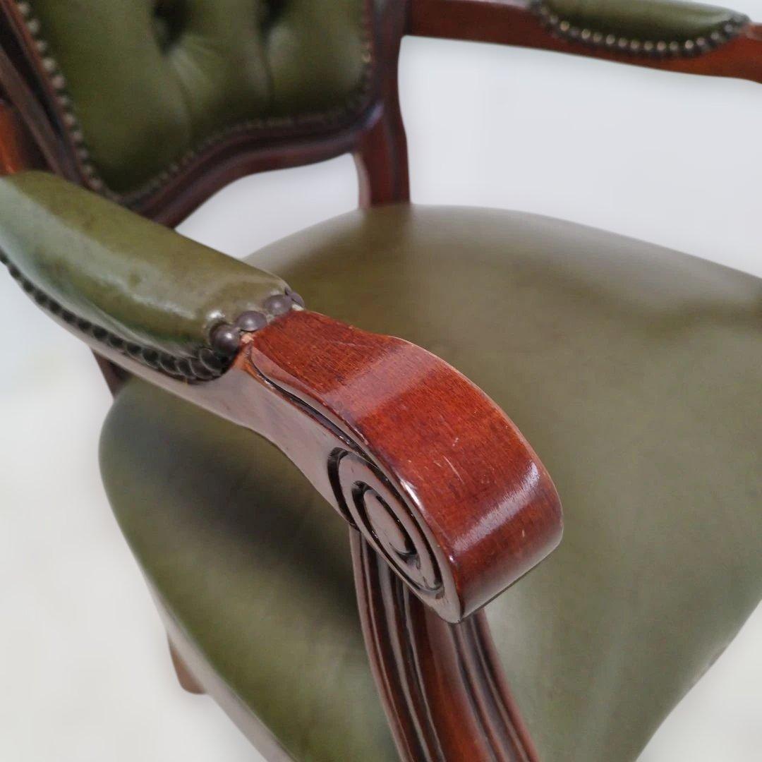 【引取り歓迎】アームチェア ヨーロピアン 肘付きチェア 革張り 猫脚 椅子