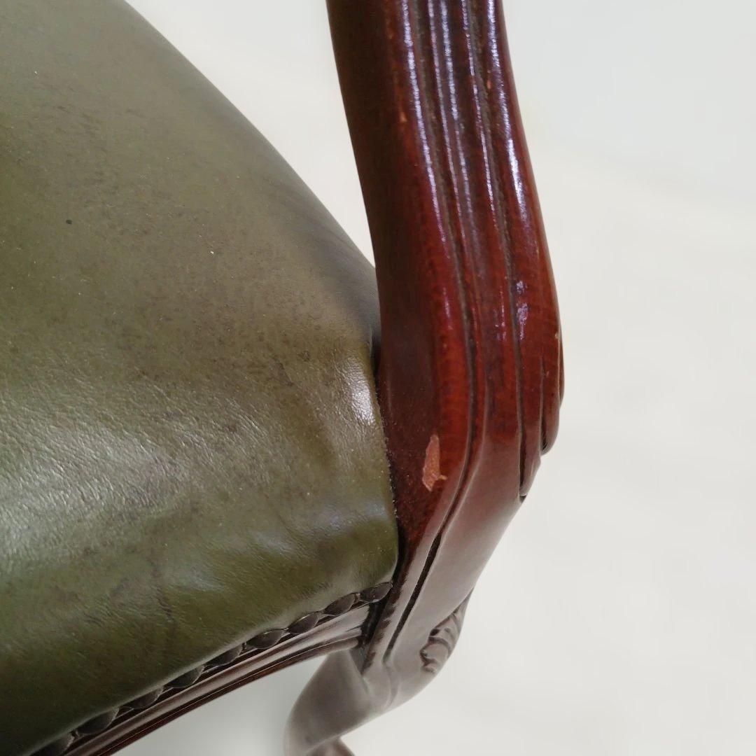 【引取り歓迎】アームチェア ヨーロピアン 肘付きチェア 革張り 猫脚 椅子