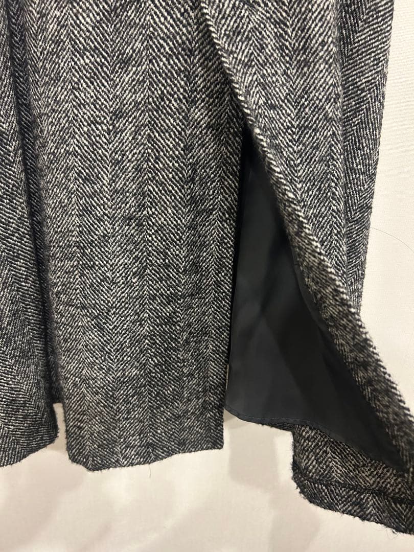 エブール ebure ヘリンボーン ダブルボタン フレアロングスカート 38