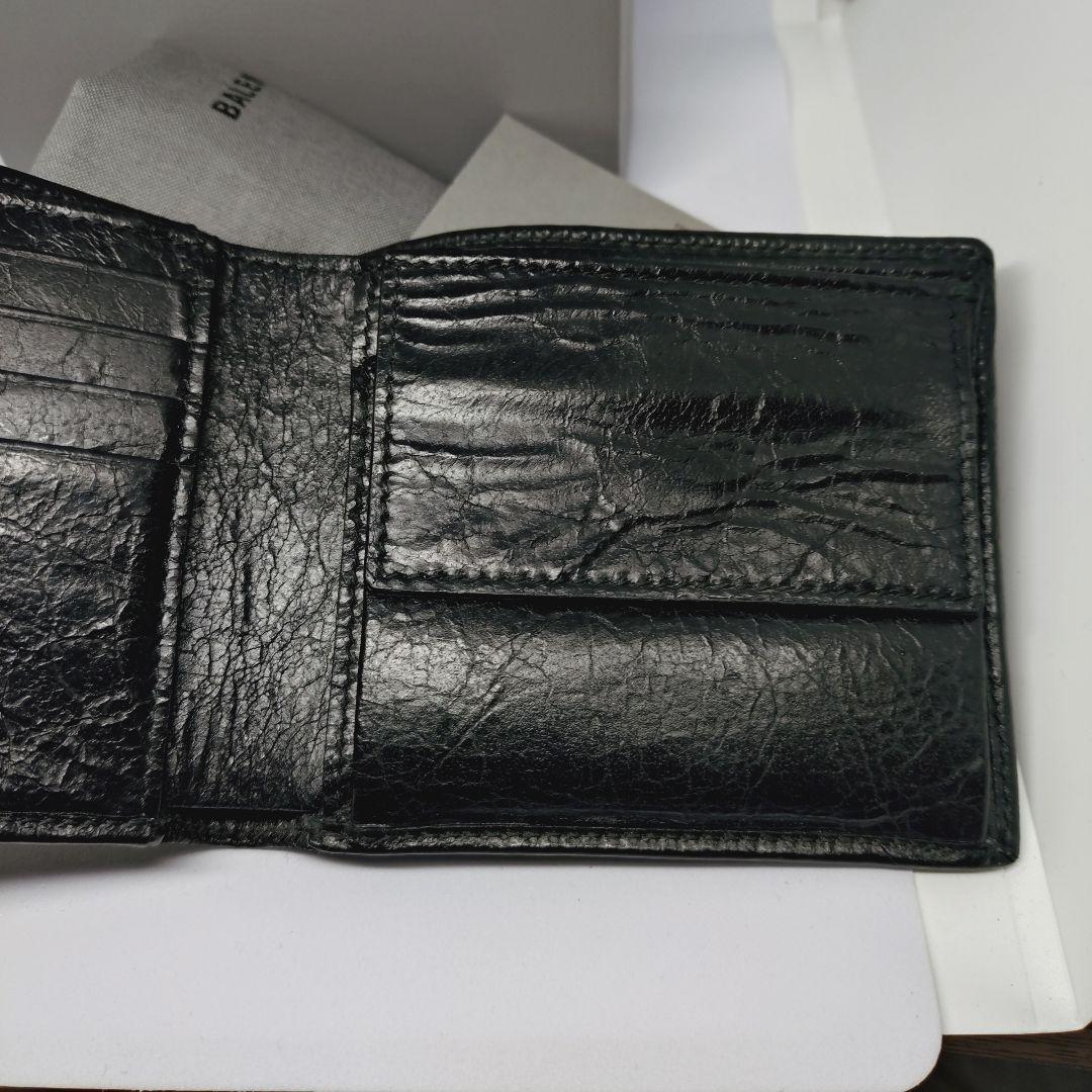 美品 鑑定済★バレンシアガ　二つ折り財布　レザー　メンズ　ブラック　黒