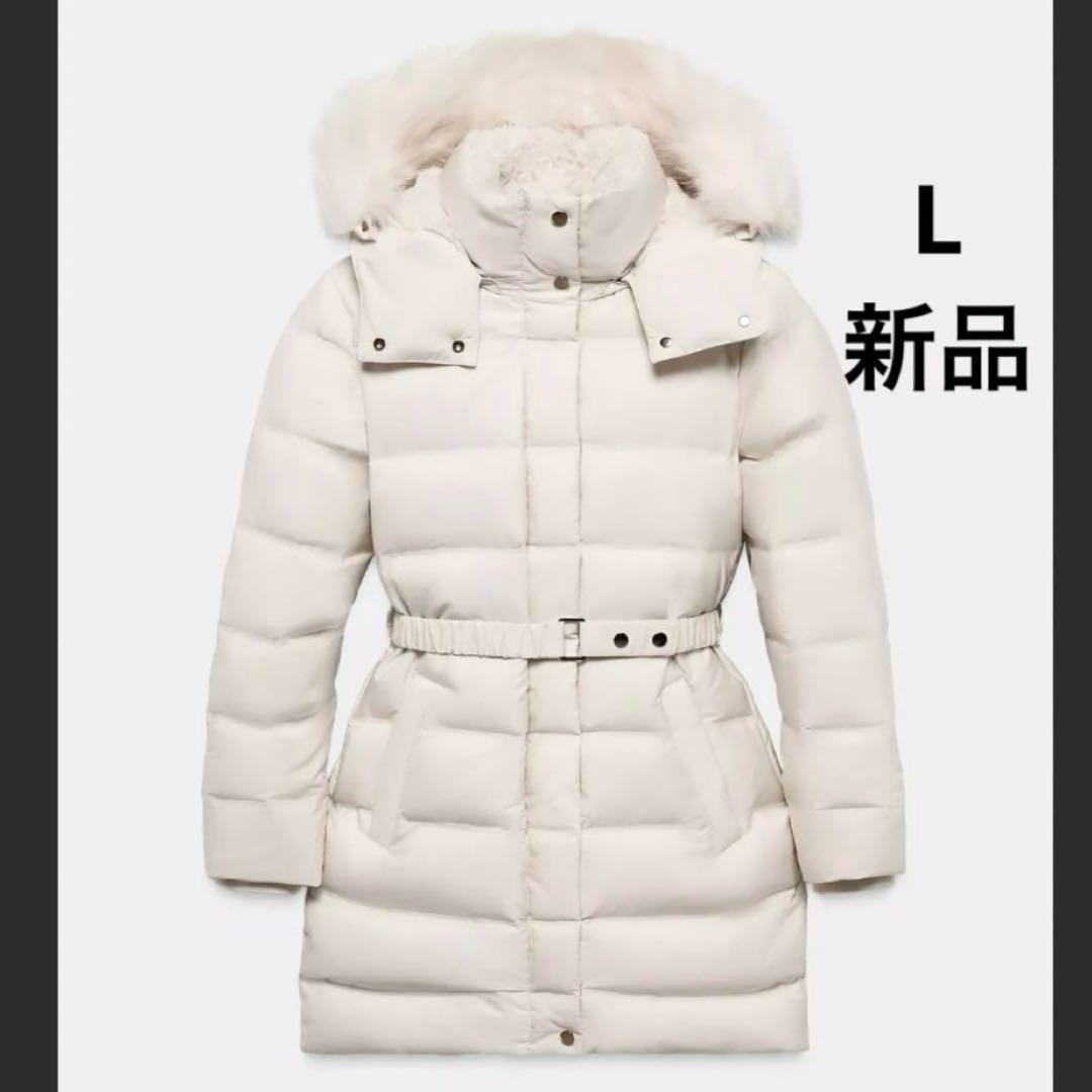 撥水加工入りウィンドブレーカーフード付きダウン ジャケット　ZARA 新品　L