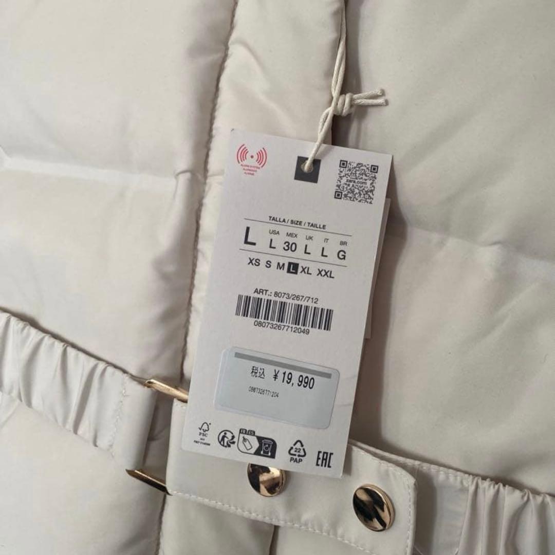 撥水加工入りウィンドブレーカーフード付きダウン ジャケット　ZARA 新品　L