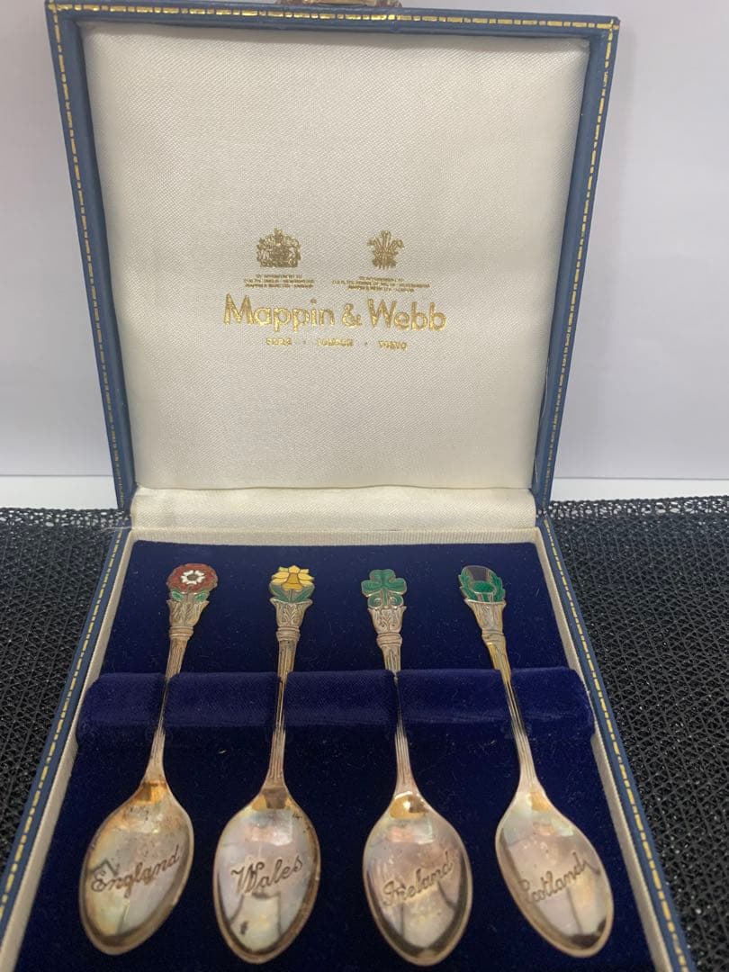 英国製　ビンテージ Mappin&Webb　銀製品　スプーン４本 箱付