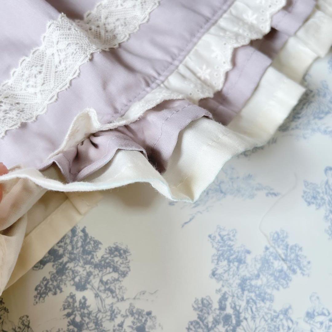 ハンドメイド♡90cmラベンダーフリルたっぷりセーラーワンピースリボン