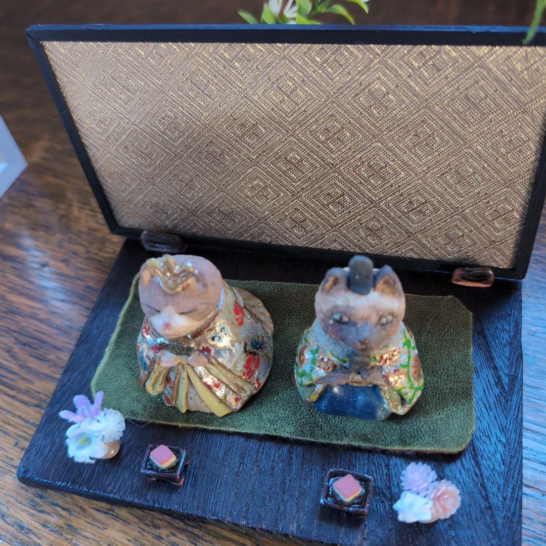 猫のひな人形セット1　伝統的スタイル