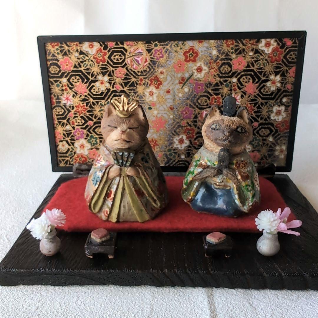 猫のひな人形セット1　伝統的スタイル