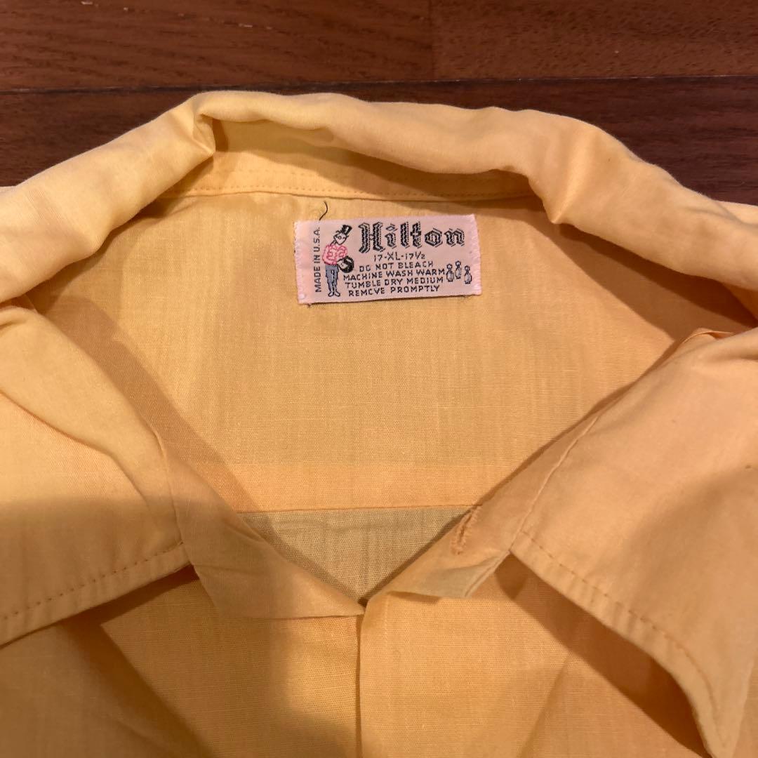 70s Hilton ボーリング シャツ イエロー 古着 アメカジ USA製