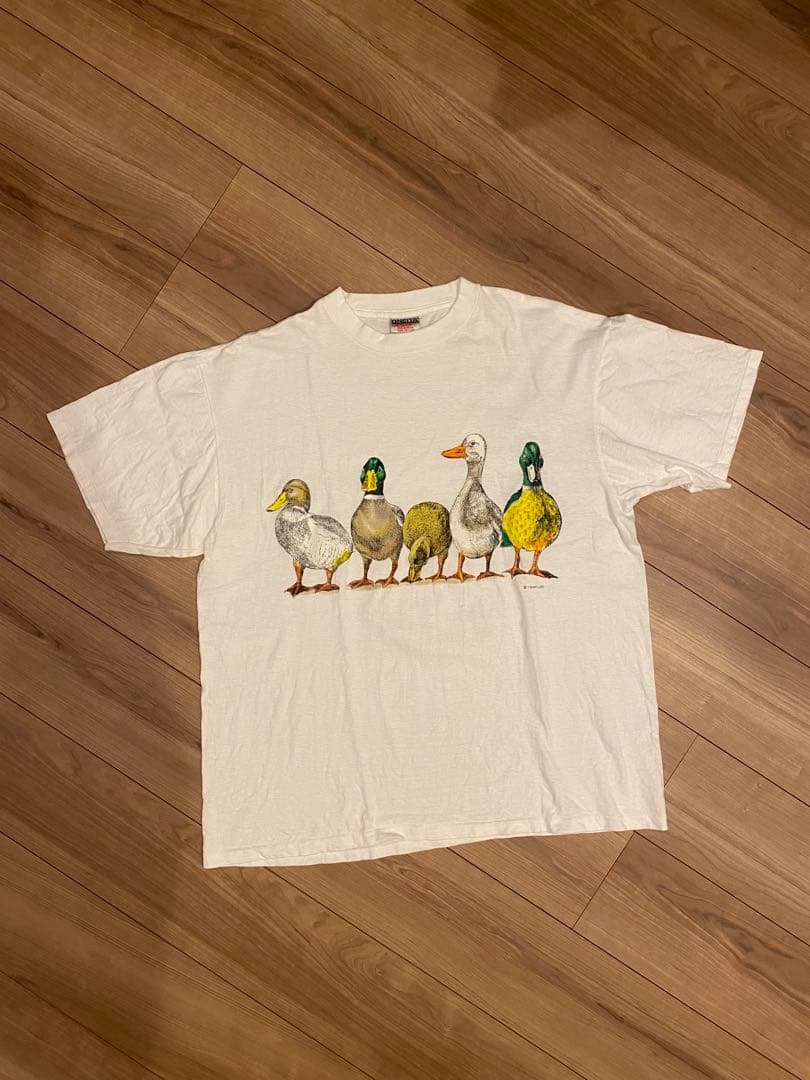 90s ONEITA アート　アニマル　マガモ　アヒル　シングルステッチ　希少