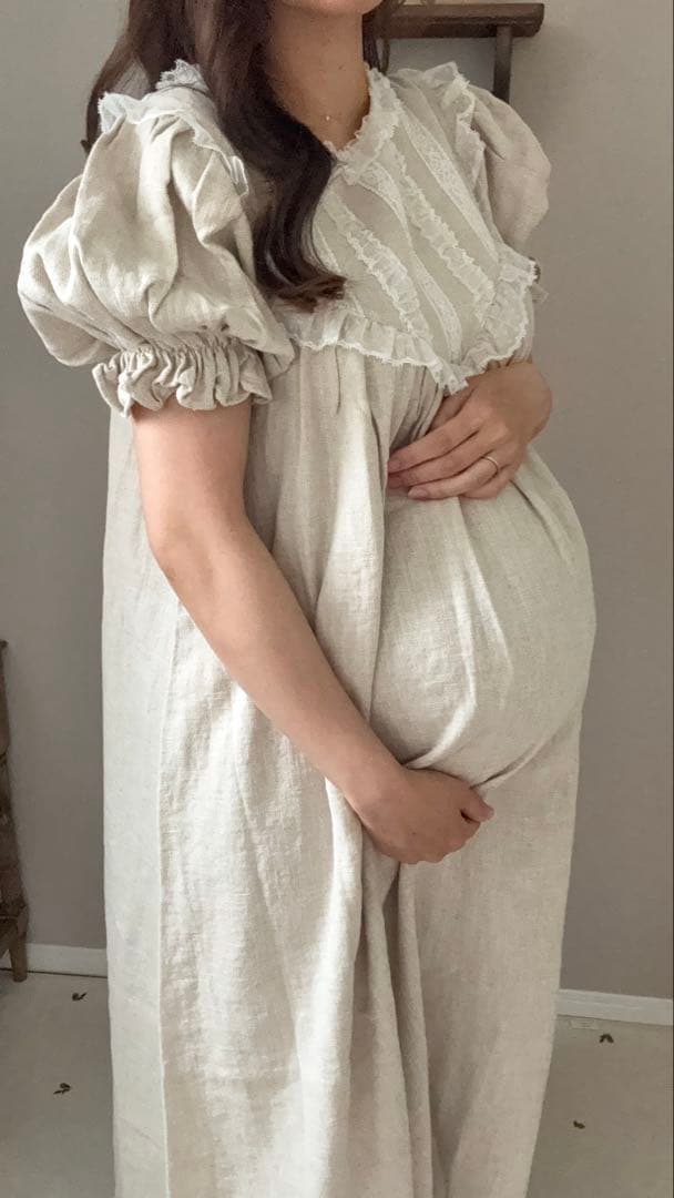 monbebe リネン レース付き ワンピース　親子セット