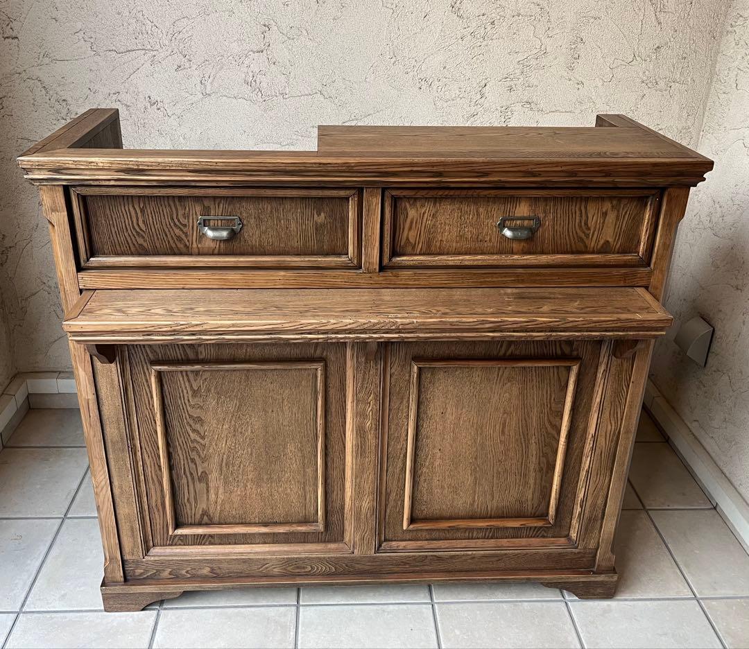 木製カウンターテーブル 引き出し付き